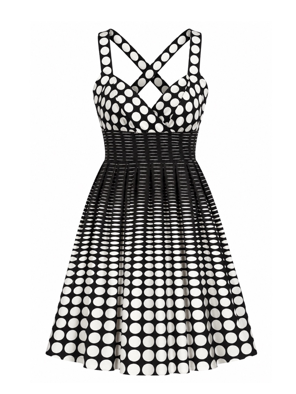 Calvin Klein Black and White One-Shoulder Polka Dot Fit-and-Flare Dress